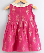 Sleeveless Ethnic Dress Foil Print - Fuchsia