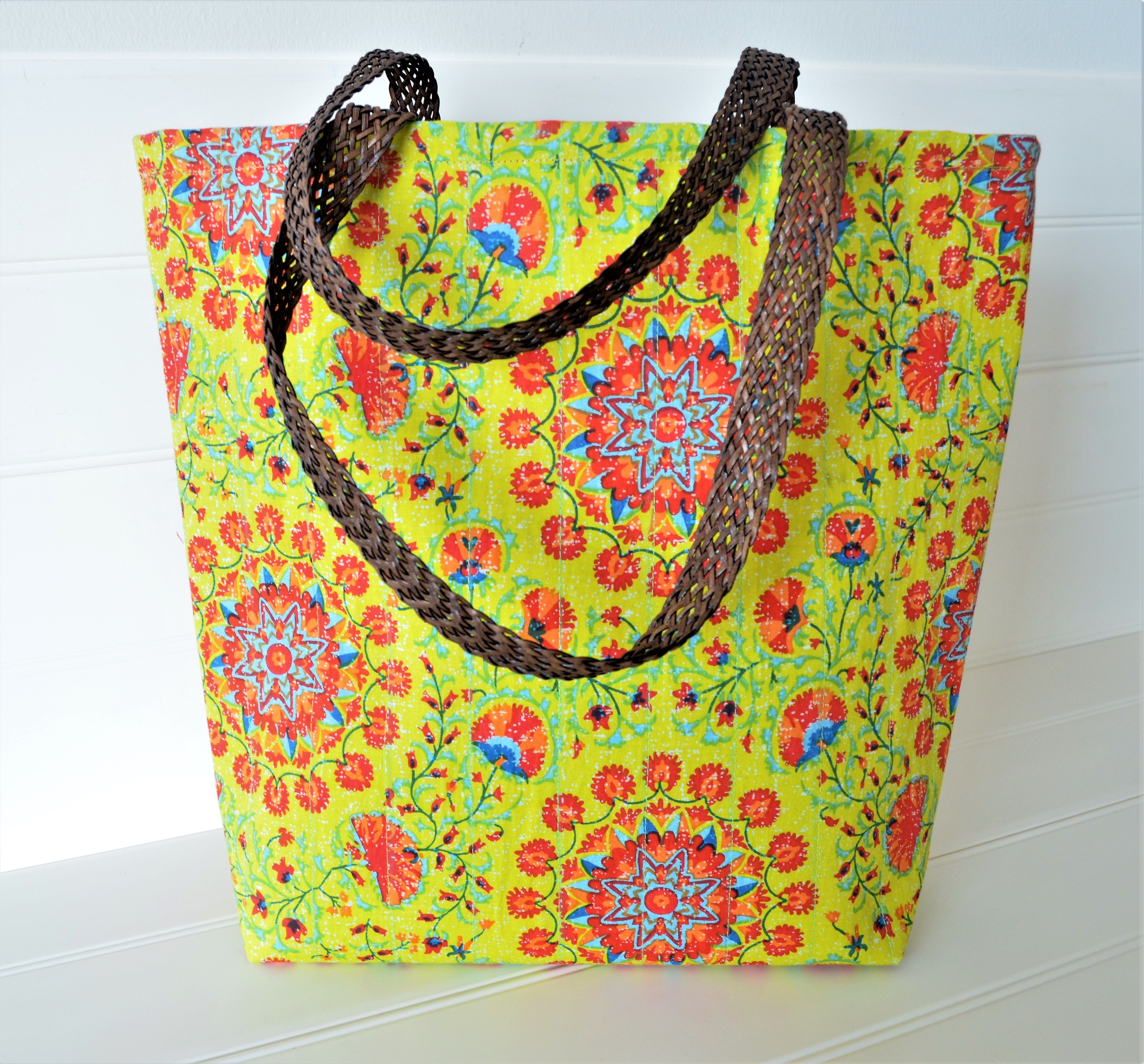 Handcrafted Cotton Bag - Yellow Orchids