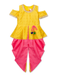 Yellow and Pink Peplum Top With Dhoti Pants