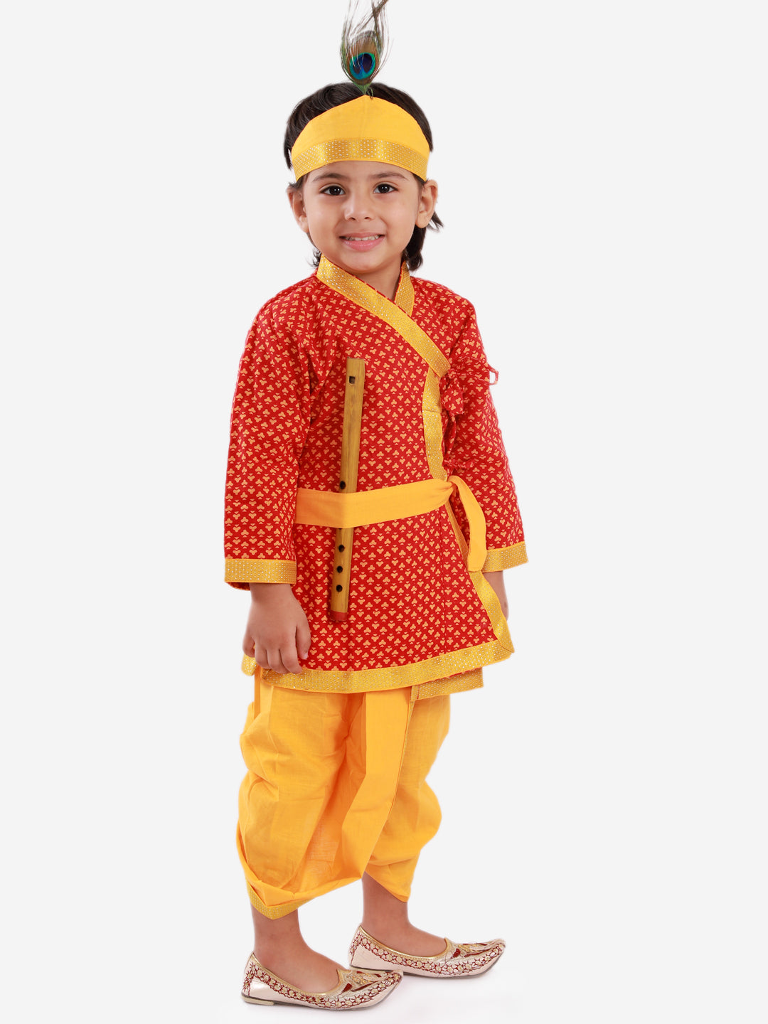 Red Yellow Dhoti Kurta - Krishna Dress / Kanha Outfit