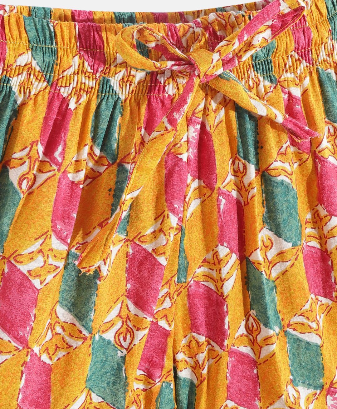 Orange - Motif Printed Peplum Style Kurta With Coordinating Gota Lace Embellished Sharara