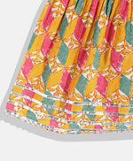 Orange - Motif Printed Peplum Style Kurta With Coordinating Gota Lace Embellished Sharara